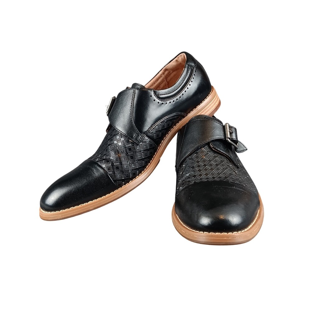 Stacy Adams Mens Black Leather Monk Strap Dress Shoes Size 7.5M